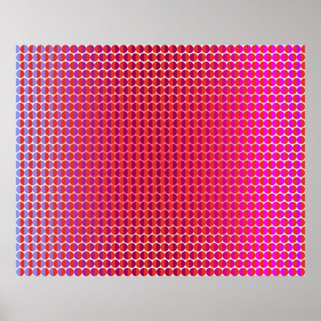 Op Art Facing Each Other Red Fuchsia Violet Poster (Front)