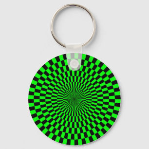 Op Art - Green and Black Keychain