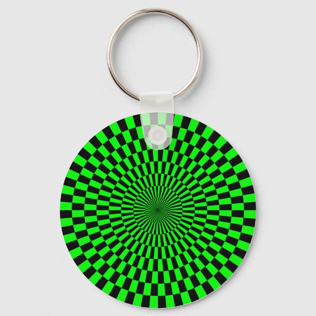 Op Art - Green and Black Keychain (Front)