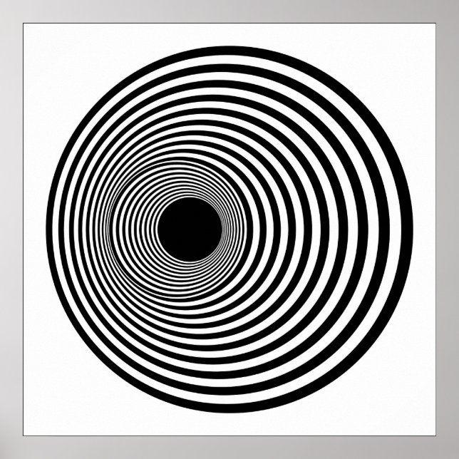 Op Art Horizontal Circles Black and White 01 Poster (Front)