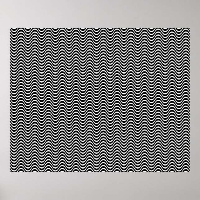 Op Art Horizontal Waves Black and White 01 Poster (Front)
