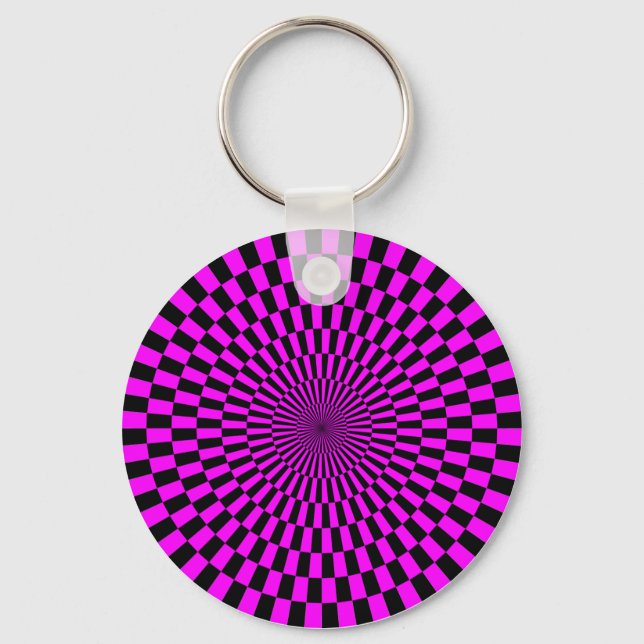 Op Art - Magenta and Black Keychain (Front)