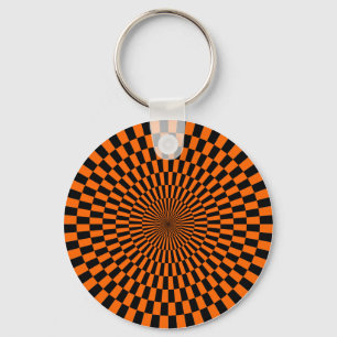 Op Art - Orange and Black Keychain