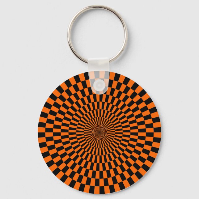 Op Art - Orange and Black Keychain (Front)