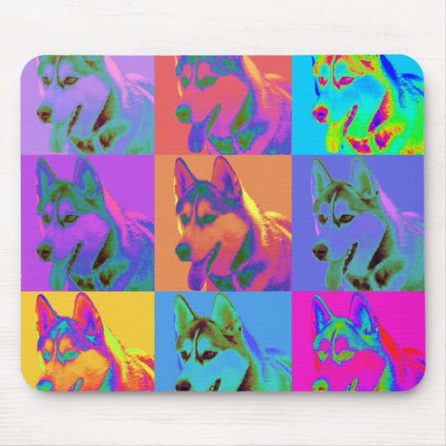 Op Art - Siberian Husky Mouse Pad (Front)
