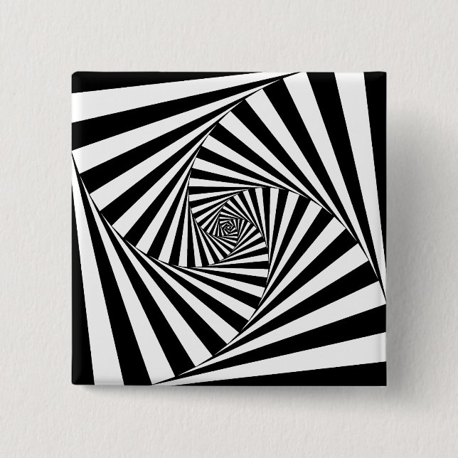 Op Art Spiral 2 Inch Square Button (Front)