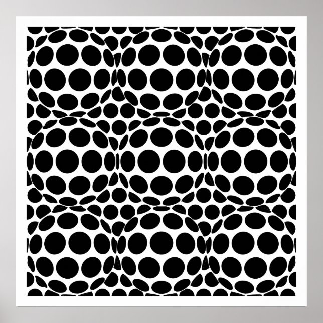 Op Art Spots and Spheres - Black and White Poster (Front)