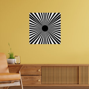 Op Art Sunburst – Black & White Abstract Poster
