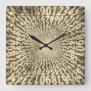 OP art tunnel of numbers optical illusion Square Wall Clock