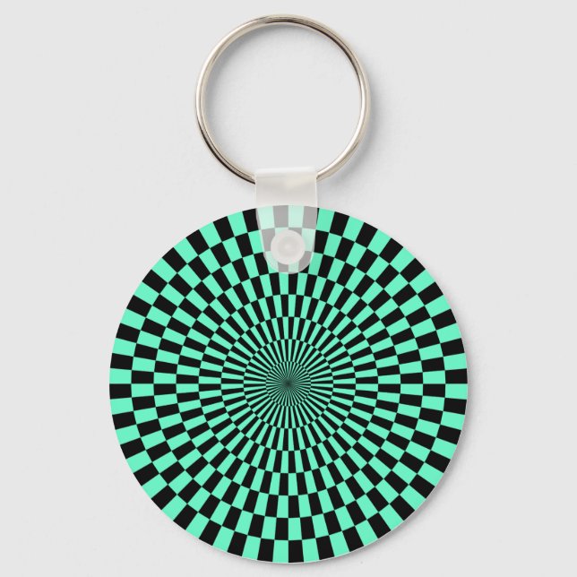 Op Art - Turquoise and Black Keychain (Front)