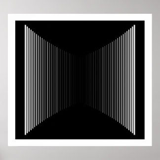 Op Art Vertical Bars White On Black Progressive 01 Poster
