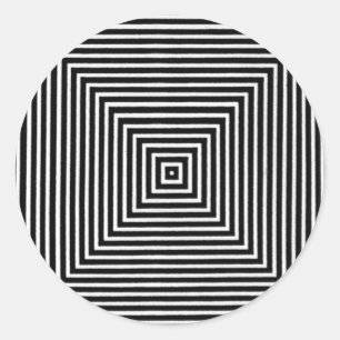 Op Art Visual Black and White Squares Classic Round Sticker
