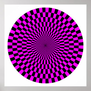 Op Art Wheel - Magenta and Black Poster