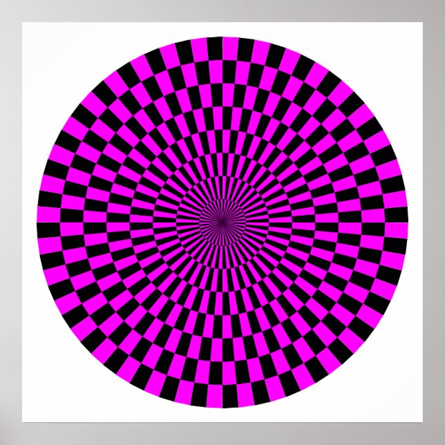 Op Art Wheel - Magenta and Black Poster (Front)