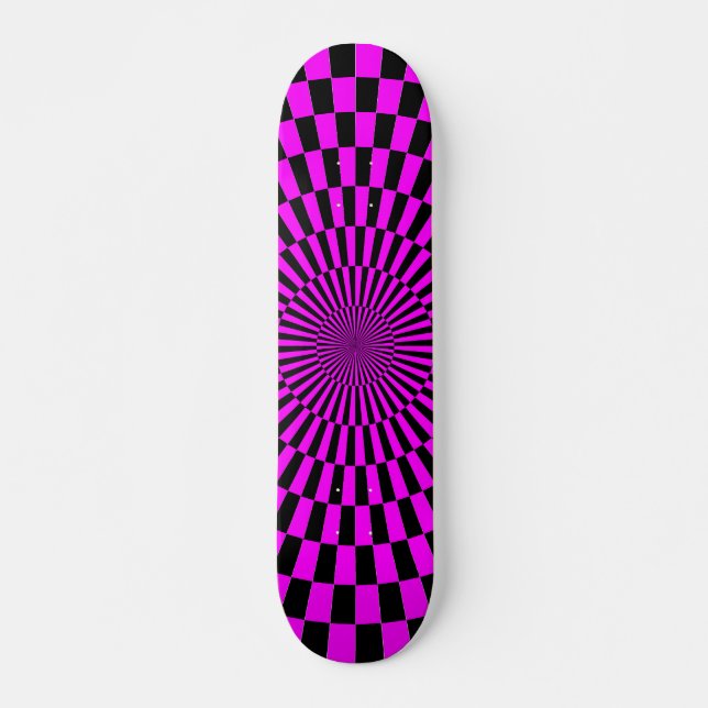 Op Art Wheel -Magenta and Black Skateboard (Front)