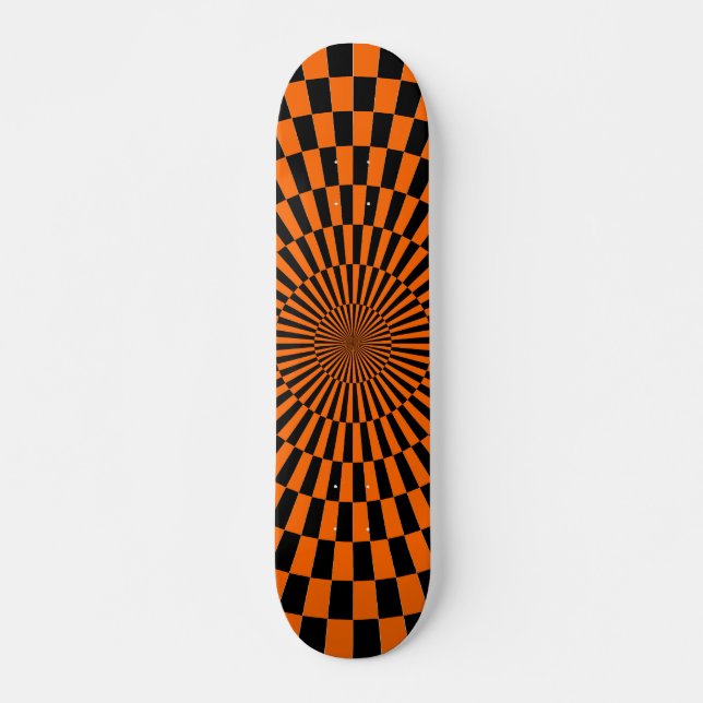 Op Art Wheel - Orange and Black Skateboard (Front)