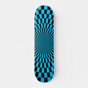 Op Art Wheel - Sky Blue and Black Skateboard