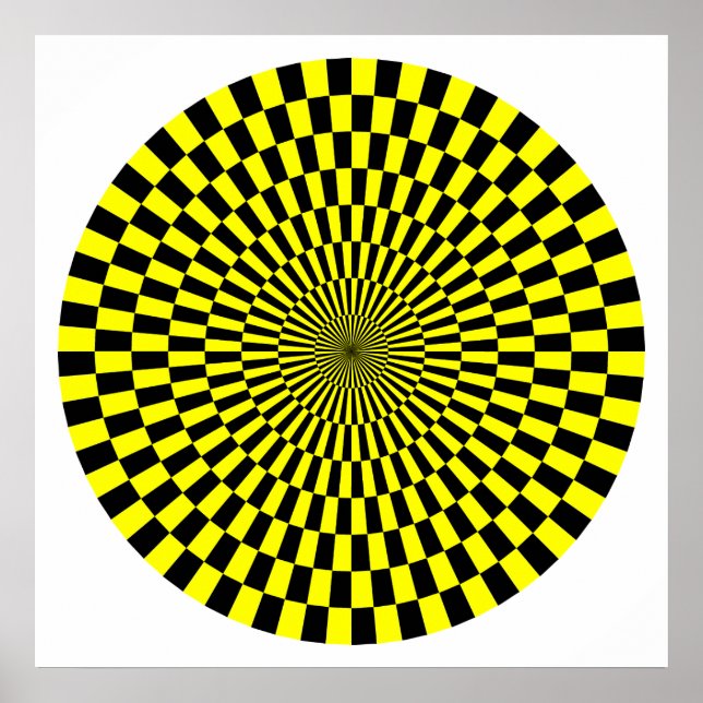 Op Art Wheel - Yellow and Black Poster (Front)