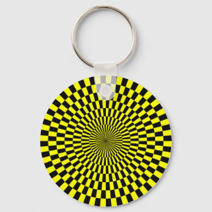 Op Art - Yellow and Black Keychain