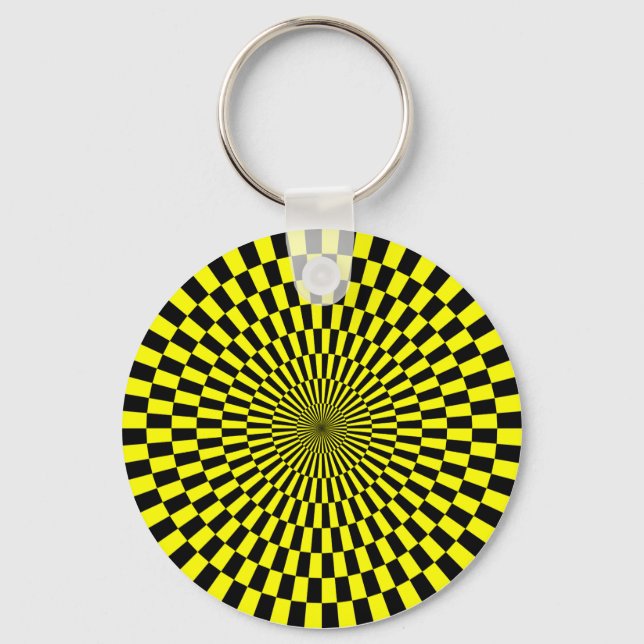 Op Art  - Yellow and Black Keychain (Front)
