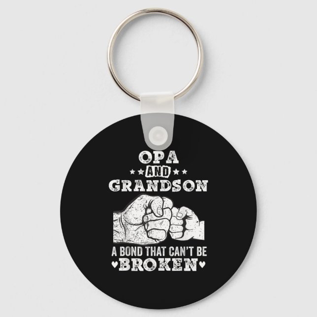 Opa And Grandson A Bond That Cant Be Broken Grandp Keychain (Front)
