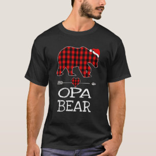 Opa Bear Buffalo Plaid Santa Arrow Christmas Famil T-Shirt