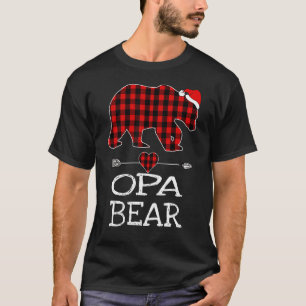 Opa Bear Buffalo Plaid Santa Arrow Christmas Famil T-Shirt