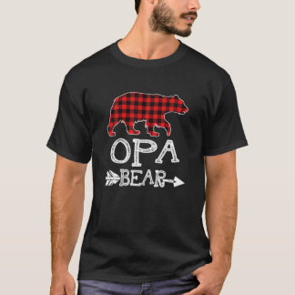 Opa Bear Christmas Pajama Red Plaid Buffalo Family T-Shirt