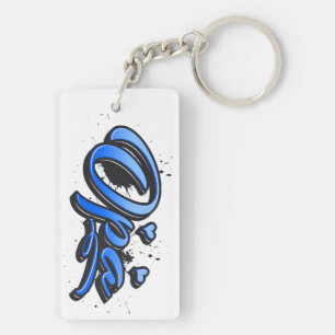 Opa blue Heart Graffiti Schlüsselanhänger Anhänger Keychain