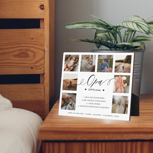Opa Definition Script Photo Collage Keepsake Plaque (Creator Uploaded)