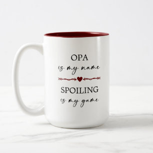 Opa is my Name Spoiling is my Game Photo Gift Two-Tone Coffee Mug
