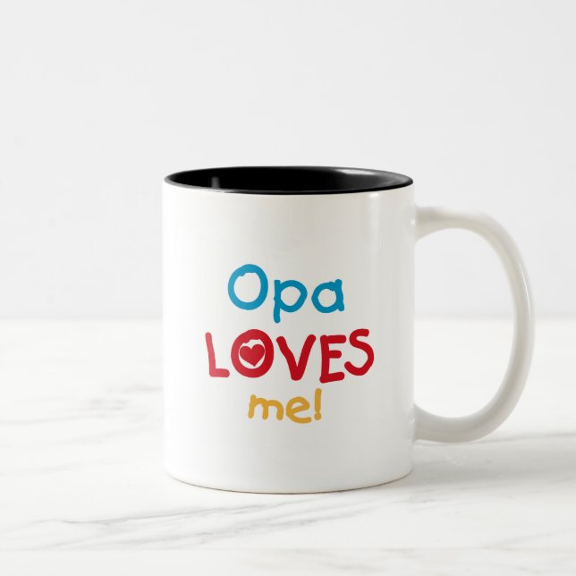 Opa Loves Me T-shirts and Gifts Two-Tone Coffee Mug (Right)