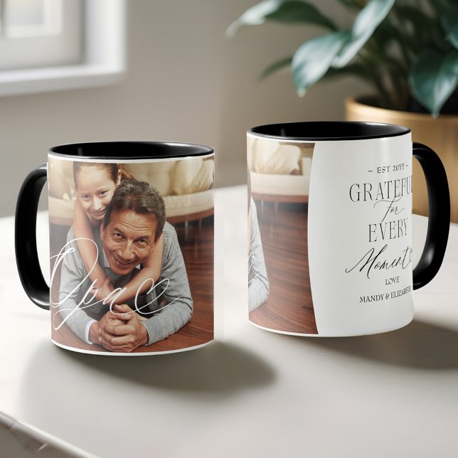 Opa Script Heart Grateful for Every Moment Photo Mug (Ola Script Heart Grateful for Every Moment Photo Mug)