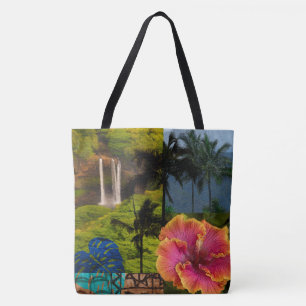 Opaeka'a Falls, Kauai Hawaiian Collage Beach Bag