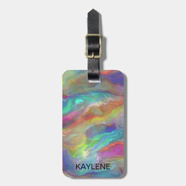 Opal Agate Personalized Luggage Tag (Front Vertical)