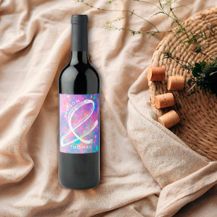 Opal and Gold Bold Minimalist Modern Wedding Wine Label