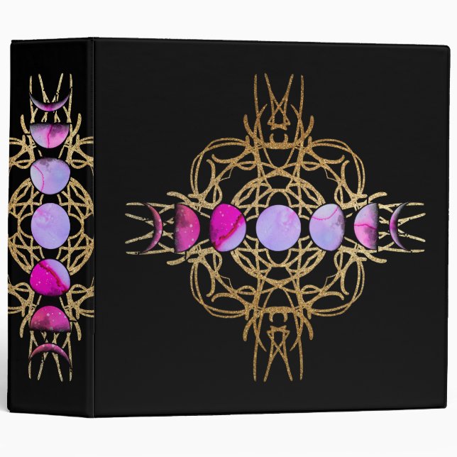 Opal and Gold Moon Cycle Mandala Binder (Front/Spine)
