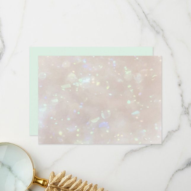 Opal and mint green printed thank you card (Front/Back In Situ)