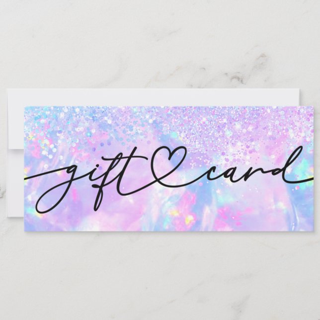  opal background faux glitter gift certificate (Front)