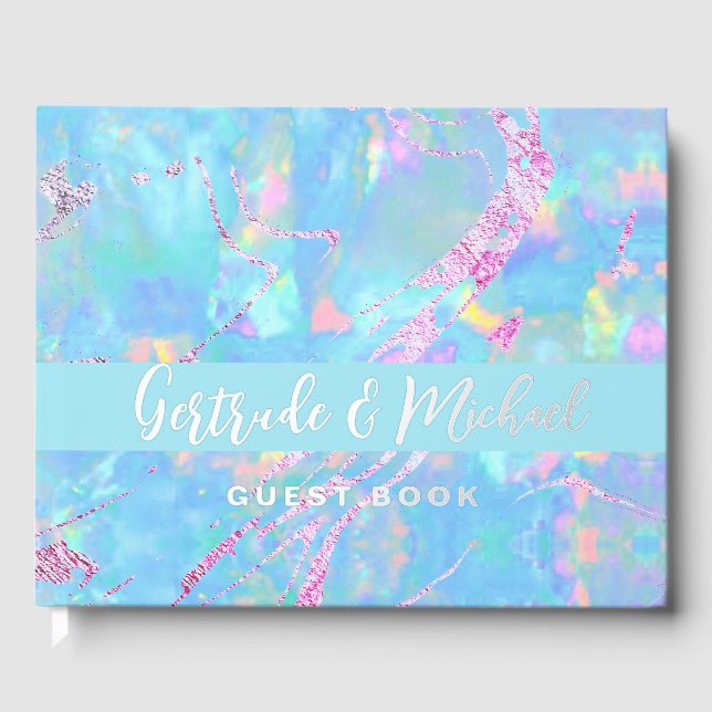 opal background wedding guest book (Front)