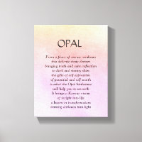 Opal birthstone - October poem art canvas