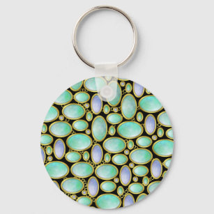Opal Brooch Gem Gemstone Turquoise Pattern Keychain