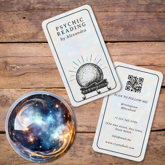 Opal Crystal Ball Psychic Medium QR code  Business Card (Creator Uploaded)