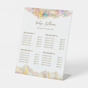 Opal design Beauty Salon Price List  Pedestal Sign