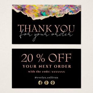 Opal design black thank you discount card