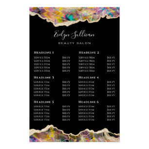 Opal Design on Black Price List Glossy Poster