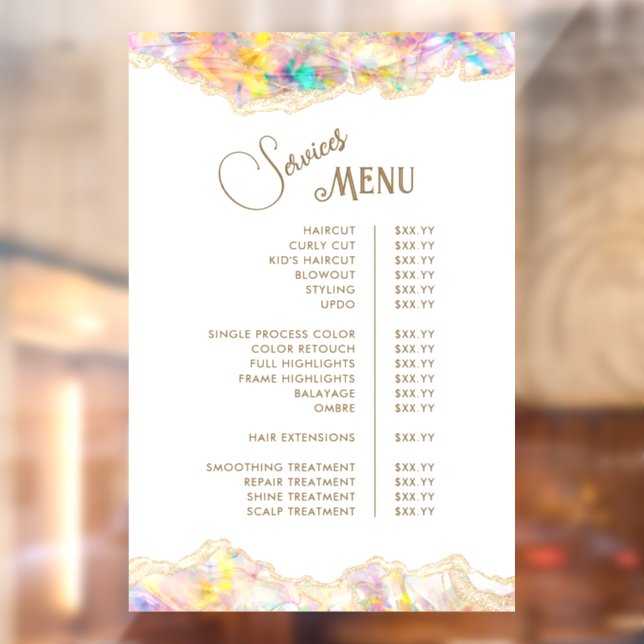 Opal Design Services Menu Window Cling (Sheet 2)