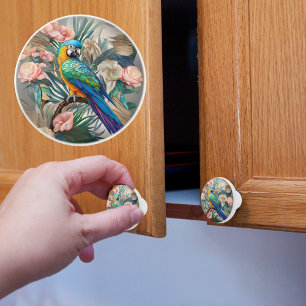 Opal Essence Parrot Ceramic Knob