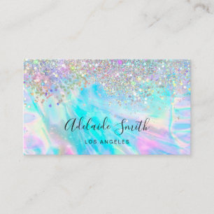 opal gemstone and faux glitter business card