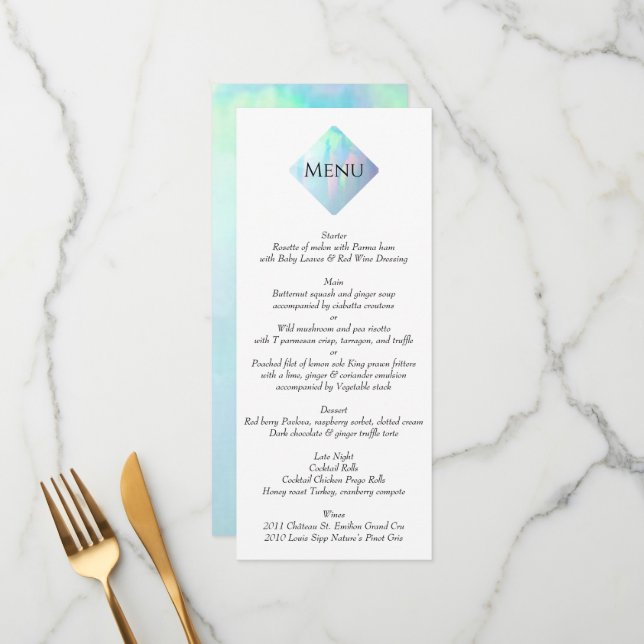 Opal Gemstone Elegant Modern Menu (Front/Back In Situ)